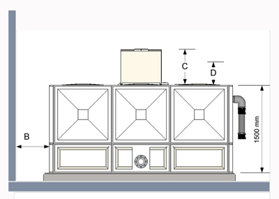 sectional tank drawing Internally-flanged-base-installation
